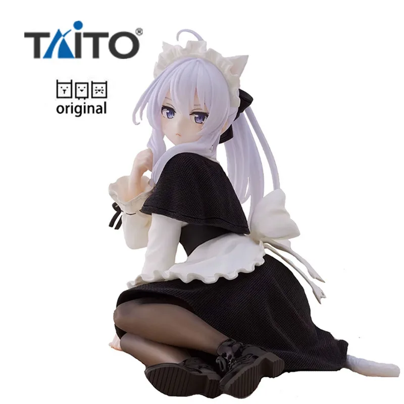 

13cm Original Majo No Tabitabi Figure Elaina Cat Ear Maid Kawaii Collectible Model Action Pvc Taito Anime Toys Gift