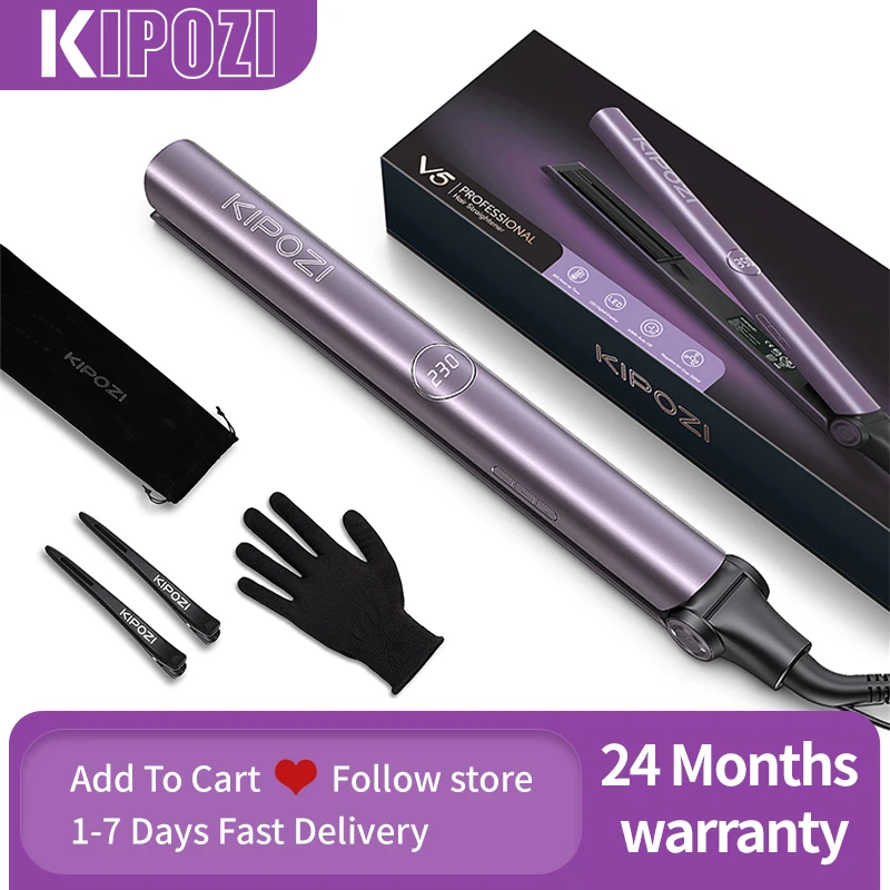 Kipozi Hair Straighteners Flat Iron V5 Ptc Titanium Plate Negative Ion