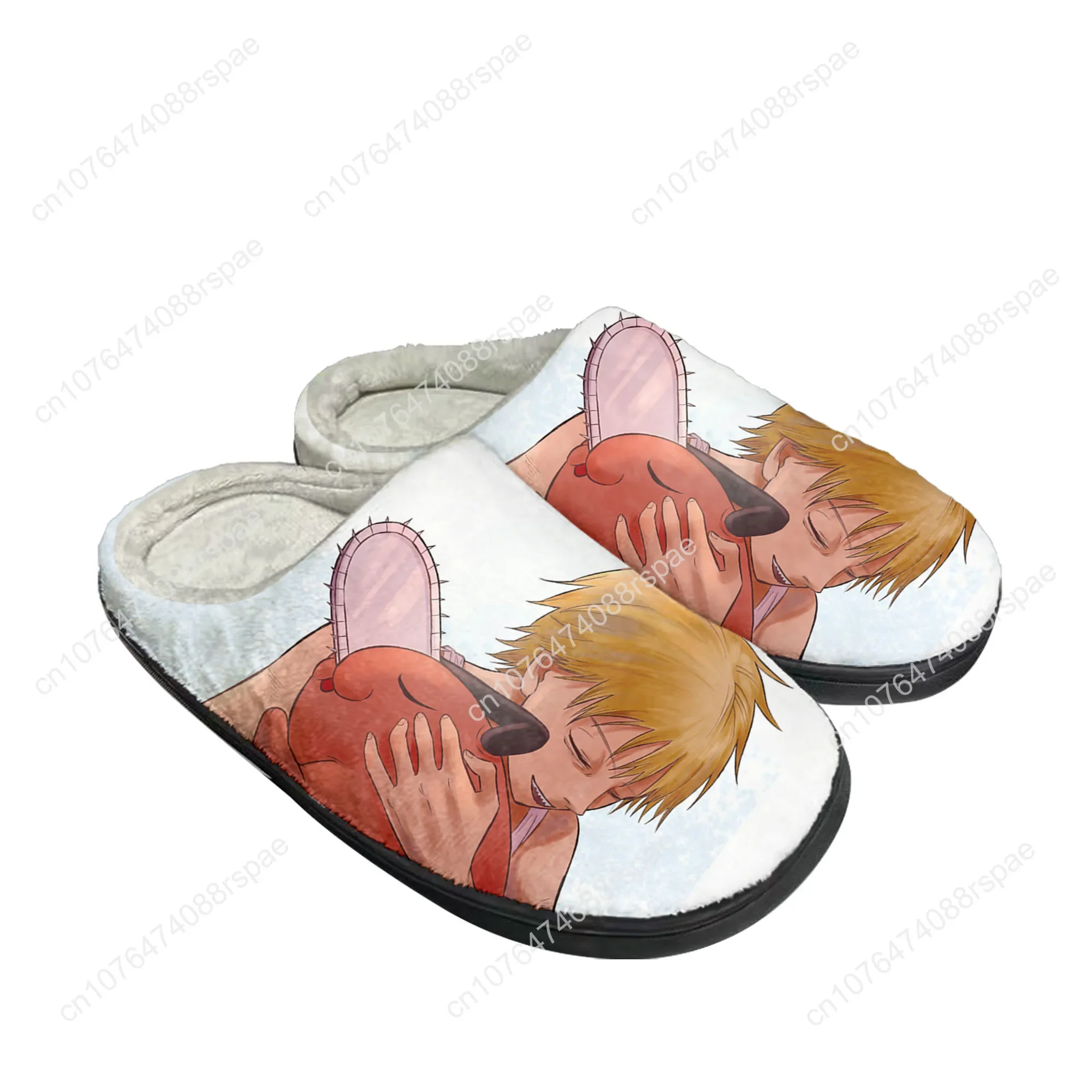 Cartoon Chainsaw Man Pochita Power Home Cotton Custom Slippers Mens Womens Sandals Plush Casual Keep Warm Shoes Thermal Slipper