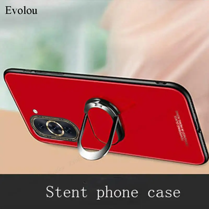 Premium Magnetic Ring Stand Shockproof Phone Case with Tempered Glass & Lanyard - Universal Fit