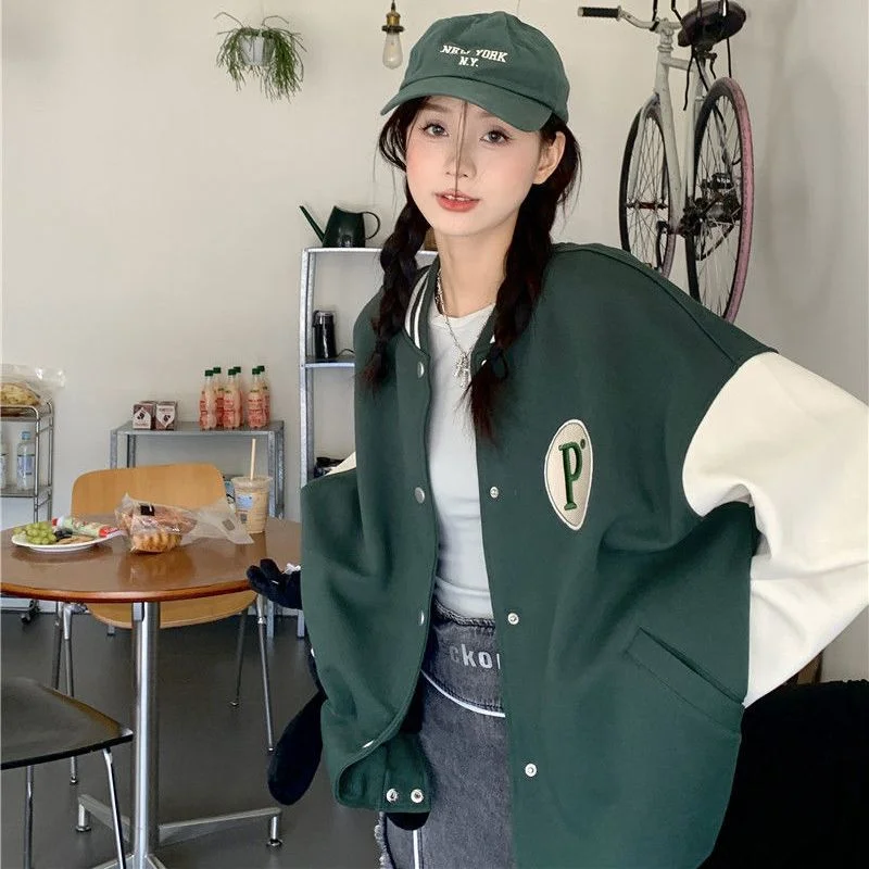 Harajuku Baseball Jacket Women Oversize Korean Style College