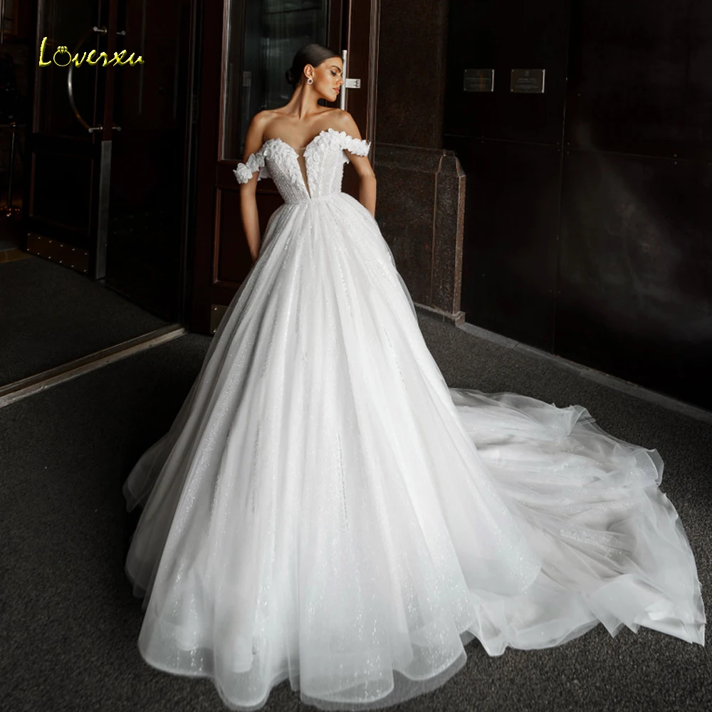 

Loverxu A-Line Vintage Wedding Dresses 2023 Sweetheart Off The Shoulder Vestido De Novia Appliques Elegant Robe De Mariee