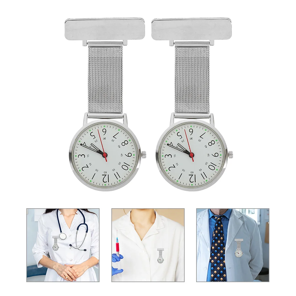 

2 Pcs Doctor Chest Chart Nurse Watch Clip on Digital Nurses Pin Nursing Watches for Badge Fob Brooch Lapel