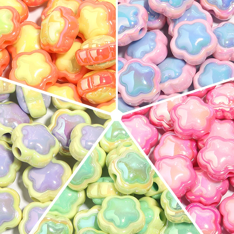 زهرة أكريليك لصناعة المجوهرات ، لون مطلي ، ثقب كبير ، حبات سائبة ، سوار تصنعه بنفسك ، قلادة ، إكسسوارات سلسلة المفاتيح ، 17 مرة ، 10