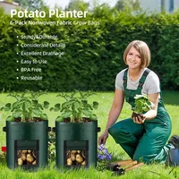 5PCs Garden Supplies Vegetable Plant Grow Bag Planting Container Bag Thicken Garden Pot  DIY Potato Grow Planter PE Cloth 6