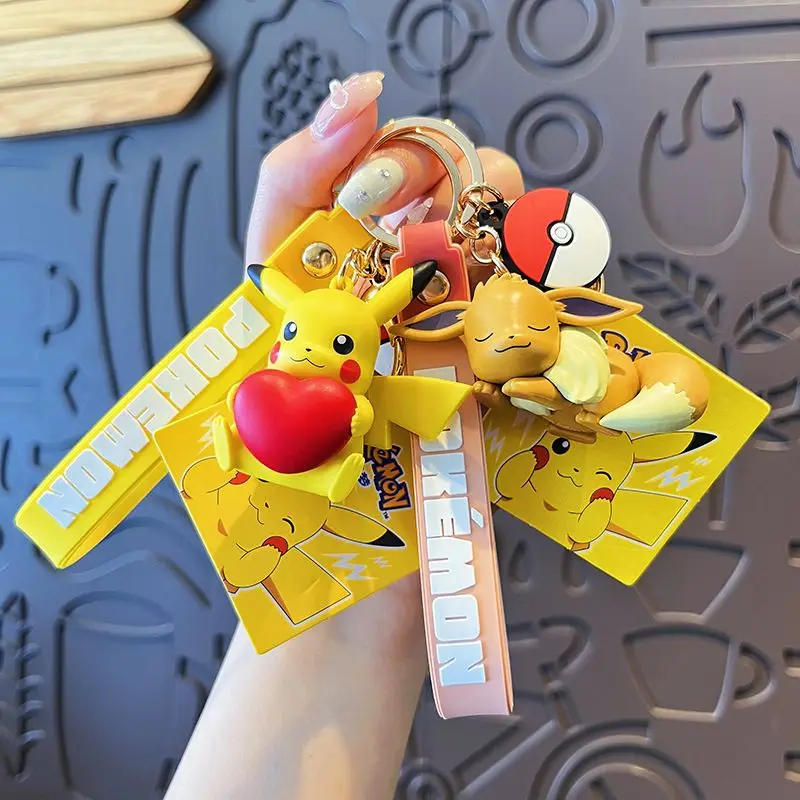 

MINISO Kawaii New Pokemon Heartbeat Anime Cute Game Series Keychain Cute Pikachu Cartoon Bag Pendant Small Gift Toys for Kids