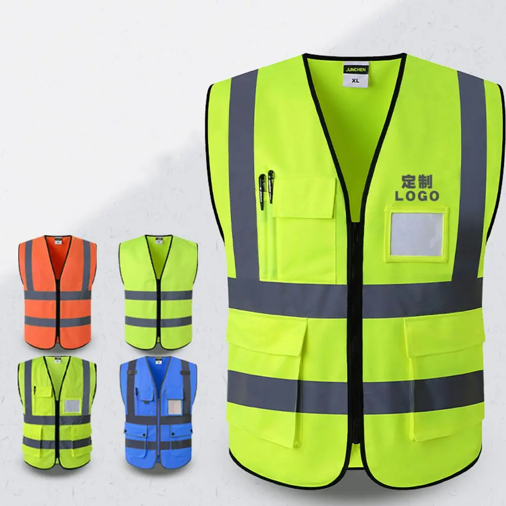 Hi Vis 가시성 조끼, 포켓 ID 조끼, 반사 안전