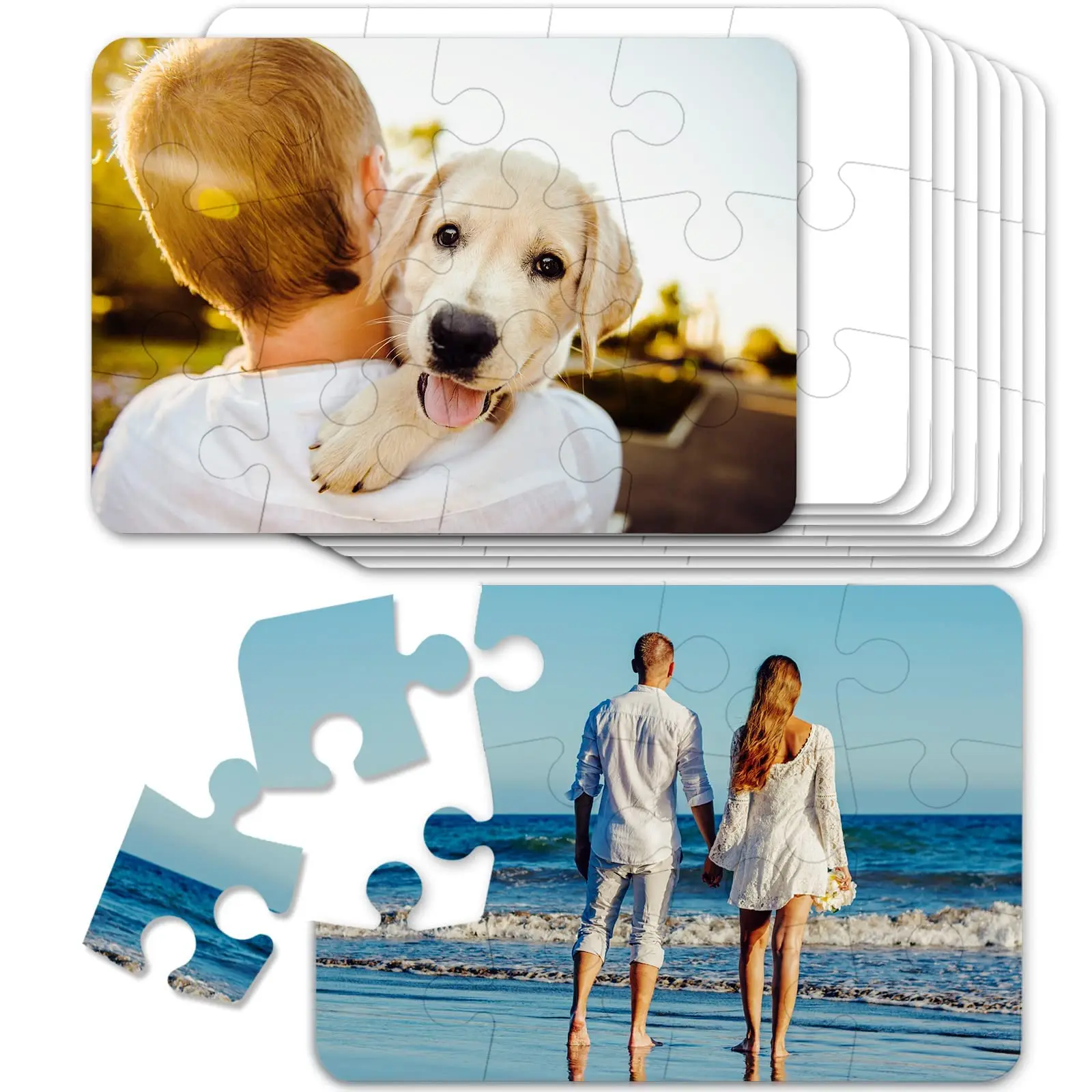 

8 Sets Blank Puzzles Rectangle Sublimation Puzzle White Jigsaw Puzzle DIY Custom Puzzle for Heat Press Thermal Transfer (A5-12)