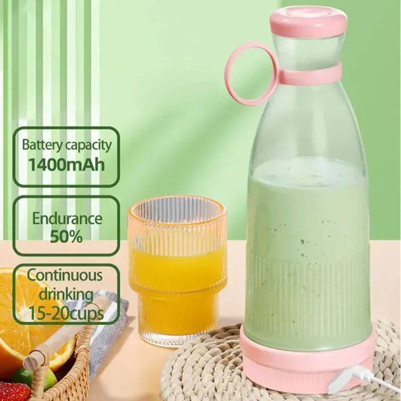 Electric Juicer Cup 6 Blades Blender Milkshake Machine USB Portable Fruit Milk Mixing Tool Mini Fresh Juice Blender 3