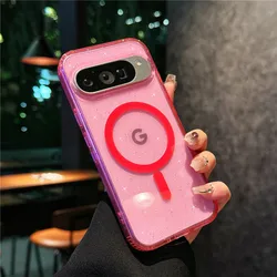Glitter Clear Candy Magnetic Case with Starry Sky Design for Pixel 11 (Pink)
