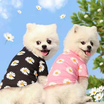 반려동물 강아지 티셔츠 조끼, 반려동물 의류, 선글라스, 여행 프린트 반팔 티셔츠, 소형 중형견, 봄 및 여름, 새로운 스타일