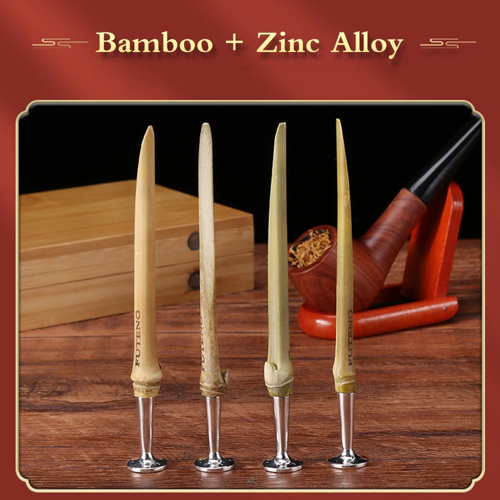 1Pcs Bamboo Smoking Pipe Pressure Stick with Alloy or Wooden Base Tobacco Pressure Bar Smoking Accessories 3