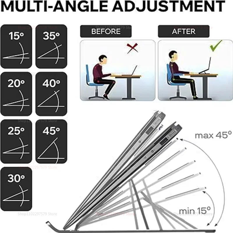 속이 빈 방열 알루미늄 합금 및 미끄럼 방지 디자인을 갖춘 접이식 컴퓨터 스탠드, 언제든지 MacBook iPad와 호환 가능