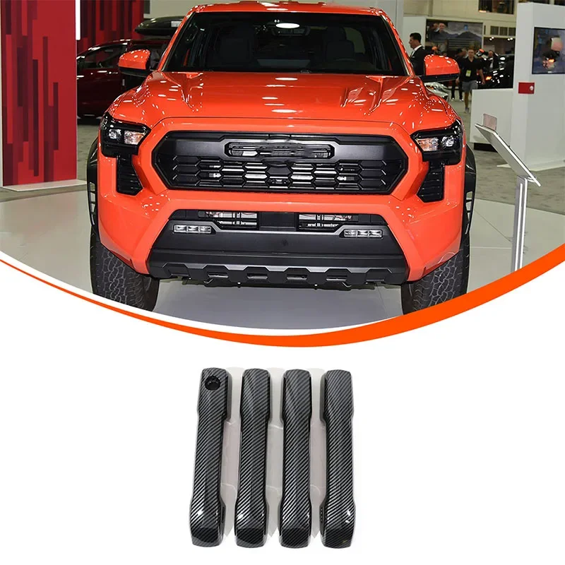 For Toyota Tacoma 2024 ABS Carbon Fiber Style Car Outer Handle Cover Car Door Handle Protection Sticker Auto Accessories