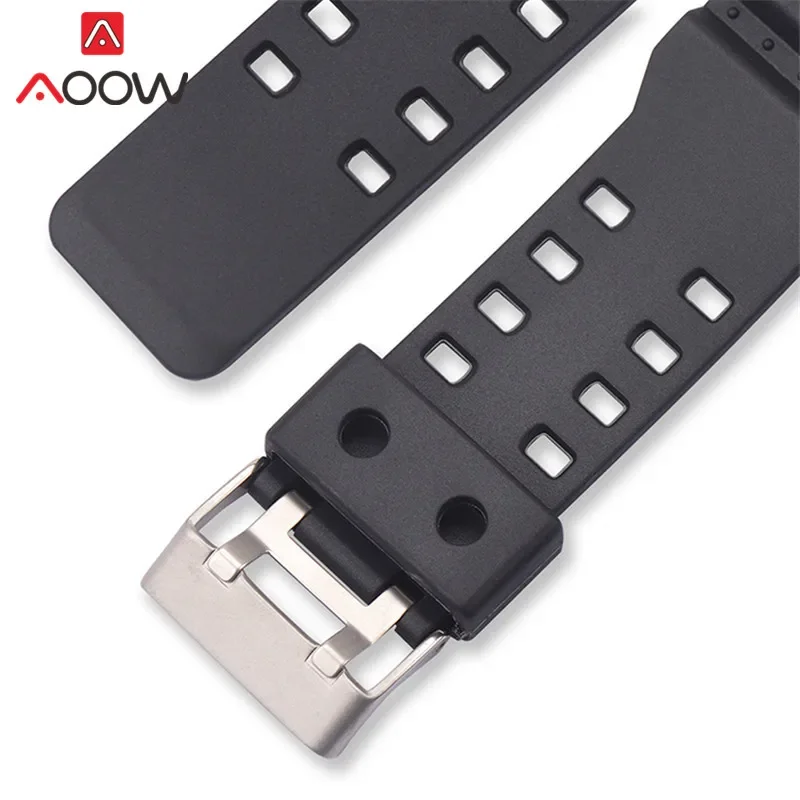 Elegant 16mm Resin Sports Watchband with Gold Buckle - Waterproof Replacement Bracelet