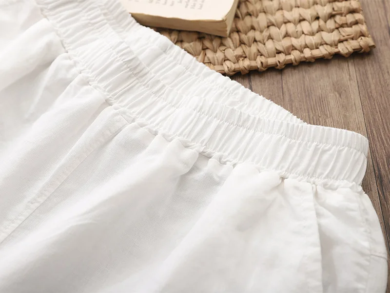 2022 New Style Loose Women Calf-length Pants Spring Summer Solid Cotton Linen Women Pants RV658 white capris