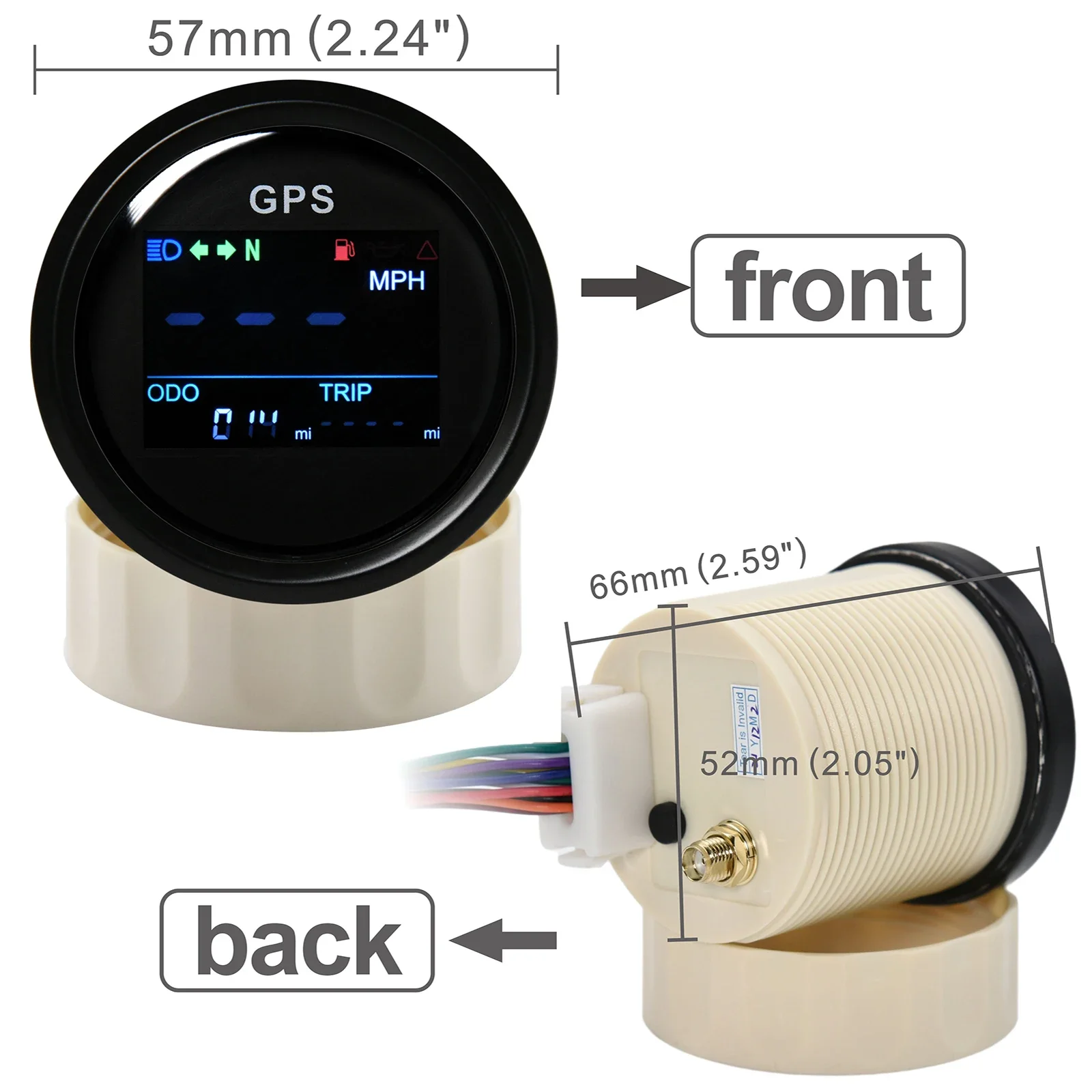 12V 24V Digitale GPS-Snelheidsmeter 52mm TFT Scherm Trip ODO Met Regelbare Mph Knoop Kmh Gps Antenne Voor Motorboot Auto Rv