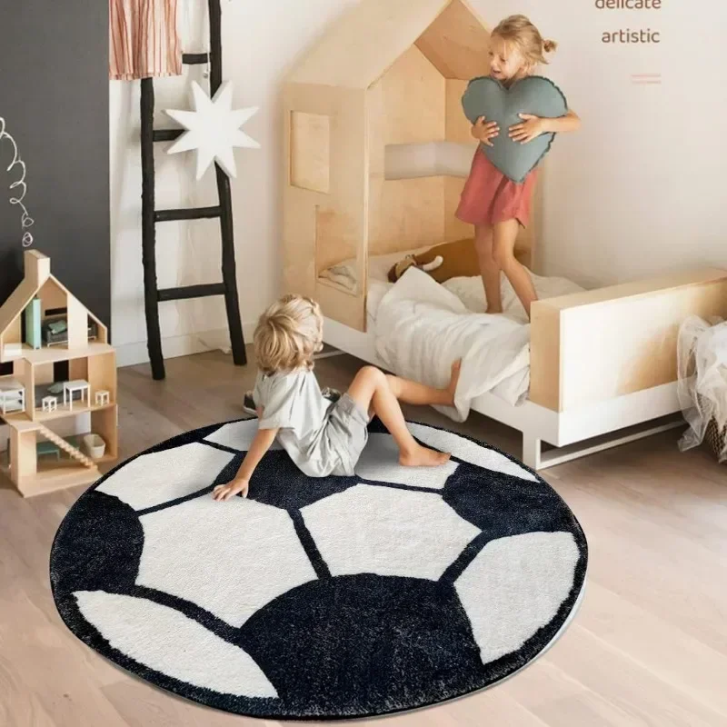 Imitation Cashmere Round Floor Mat Football Small Carpet Baby Room Bedroom Living Room Bathroom Carpet Children Crawling Mat floor mat