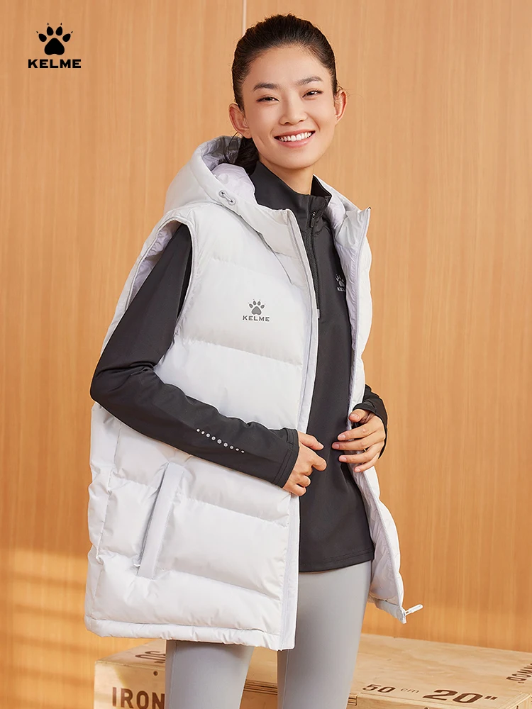 Kelme Men's Cotton Vest Autumn And Winter New Product Hooded Sleeveless Vest Women's Casual Warm Windproof Jacket 2