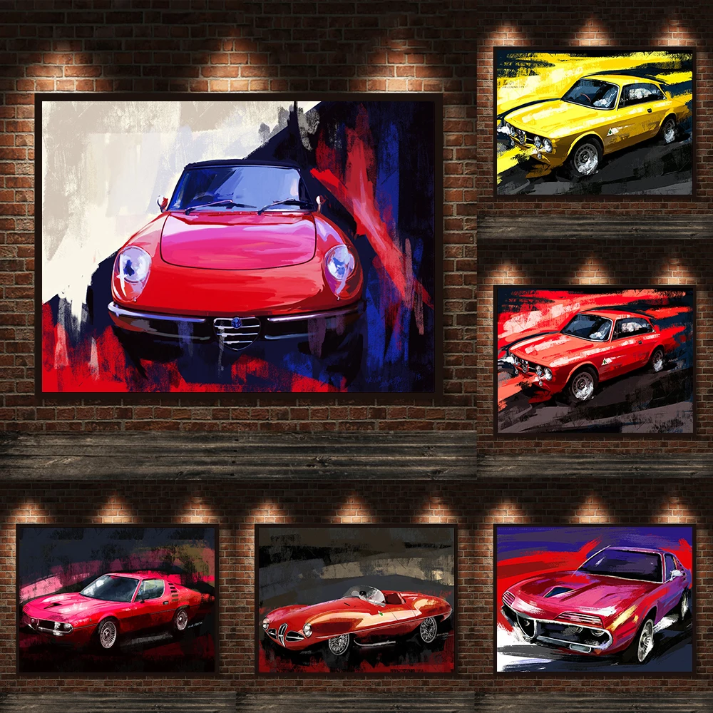 

Home Decor Classical Retro Sports Car Poster and Print Luxury Racing Graffiti Canvas Painting Abstract Automotive Wall Art