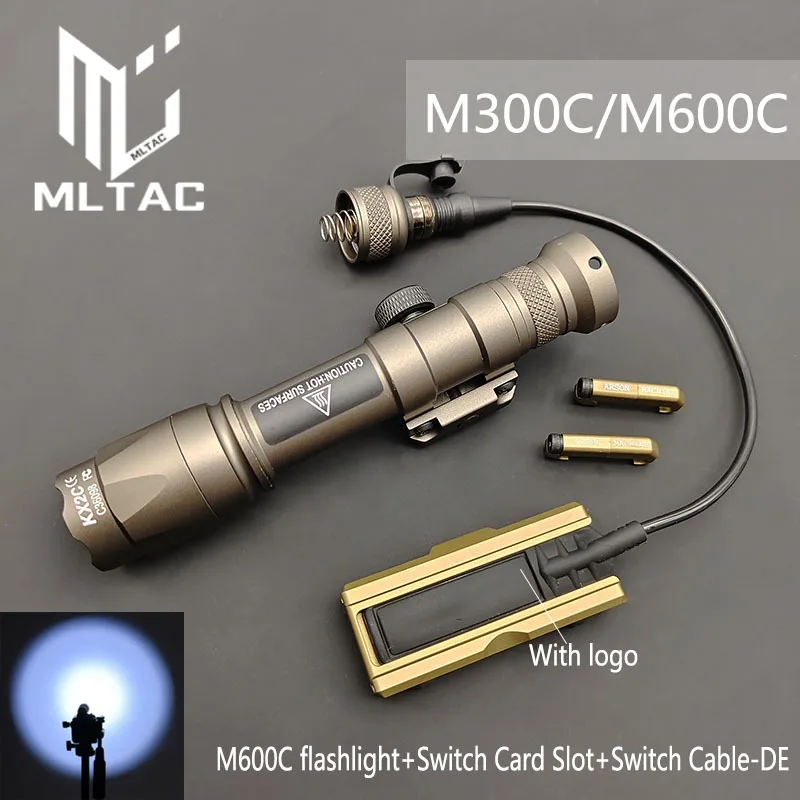 

Тактический фонарик M300C M600C, M600, M300, лампа для оружия, фонарь для охоты, освещения с ЧПУ, крысиный хвост, слот для карт, дистанционный выключатель давления