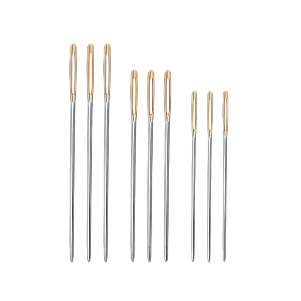 9Pcs 대형 눈금 바늘 무딘 스테인레스 스틸 재봉실 바늘 뜨개질 크로스 스티치 녹 방지 바늘