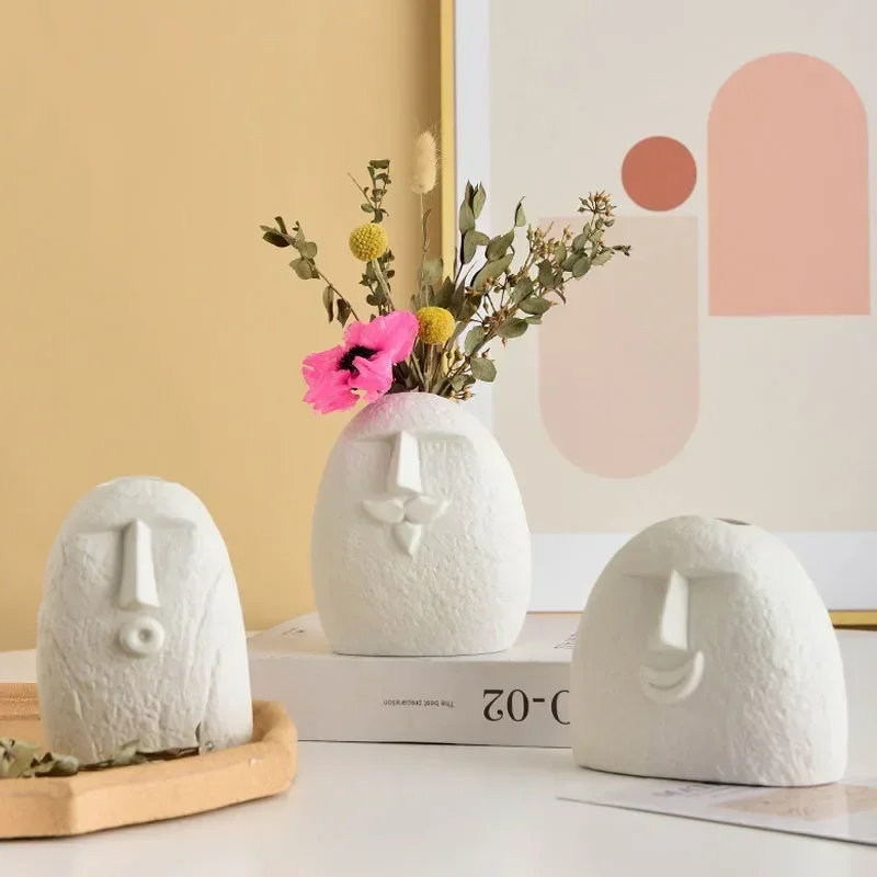 

Abstract Face Art Vase Ceramic Flower Pot Dry Floral Desktop Office Decoration Accessories Interior Living Room Bookshelf Decor
