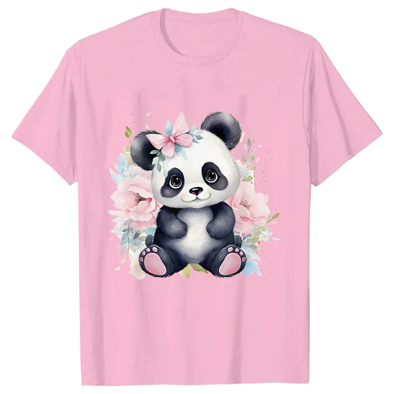 Cute Panda Printed T-Shirt Women Summer Short Sleeve Y2k Tops Fashion Hip Hop Tee Clothes Breathable Comfortable Casual T Shirt 4