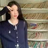 New College Style Knitted Cardigan Jacket for Women with a High-end Feel and a Small Stature Embroidered Slim Fit Long Sleeved 2