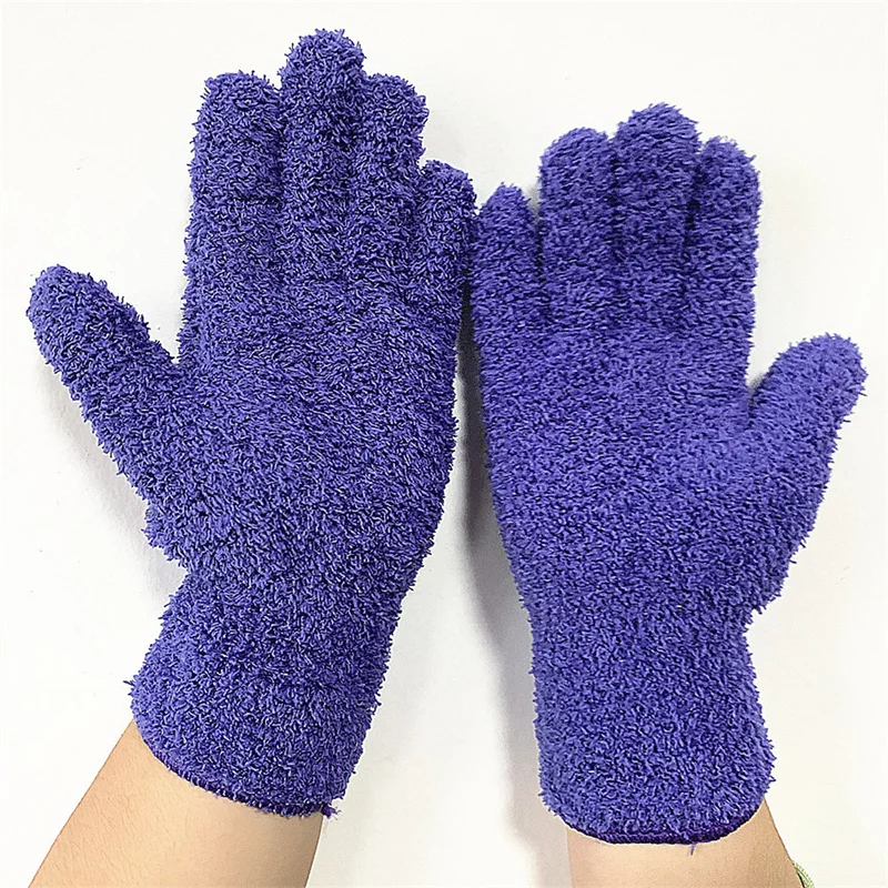 1Pair Cleaning Gloves Microfiber Coral Fleece Car Grooming Gloves Solid Five Finger Dust Removal Housework Absorbent car cleaning gloves microfiber cleaning gloves microfiber washing gloves microfiber gloves