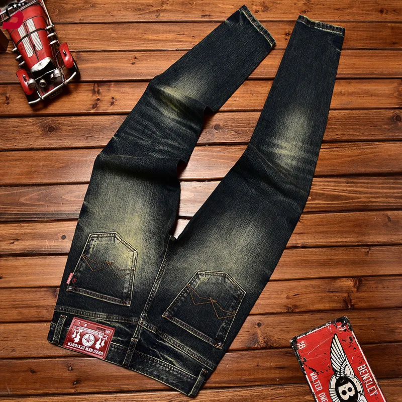 Retro nostalgic jeans men's classic fashion 2024 New fall slim fit straight trendy casual all-matching denim long pants 4