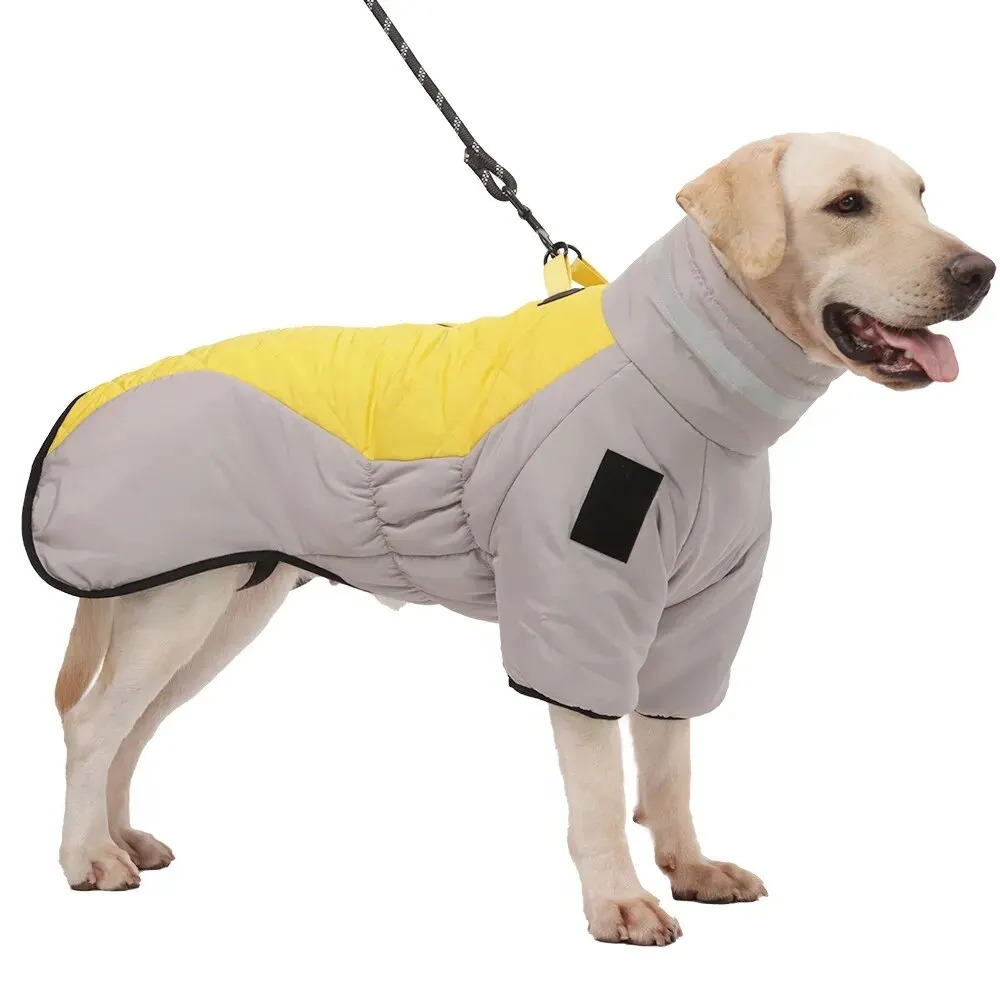 Dog Jacket Reflective High Collar Warm Large Dog Coats Waterproof Thicken Autumn Winter Pet Clothes for Medium