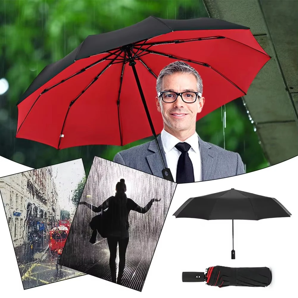 10Bones Automatic Umbrella Long Handle Large Double Rubber Sun Protection Double Layer Wind Resistant Umbrella