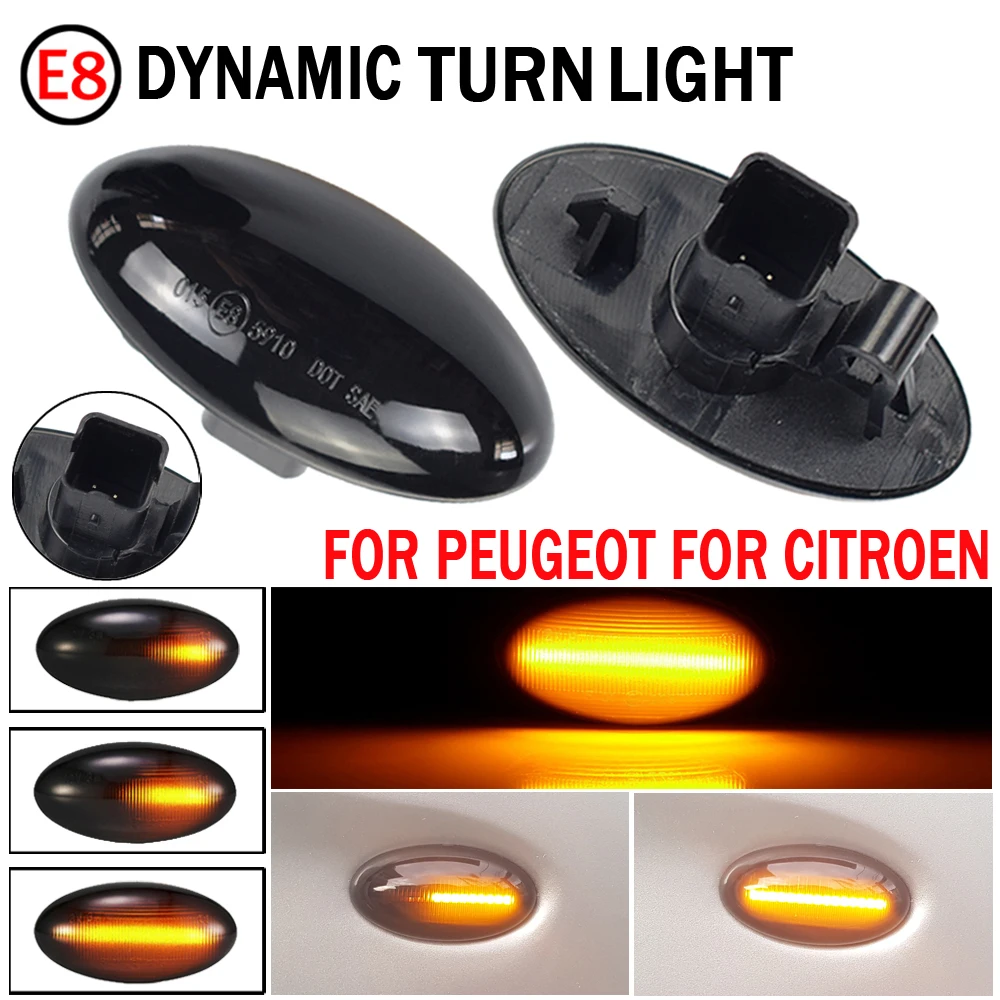 DynamicFlashingLedSideMarkerTurnSignalLightForPeugeot307206