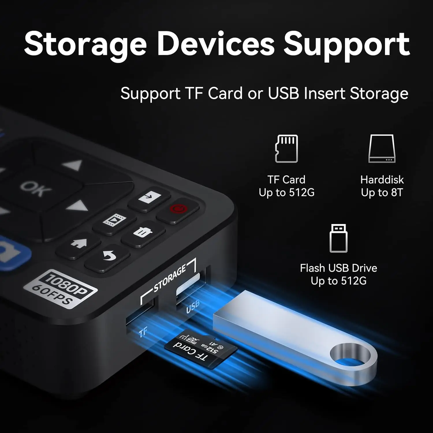 HD Video Capture Box 1080P 60FPS Video to Digital Converter 3" Screen 4K HDMI/CVBS/VGA/YPBPR Inputs Recorder Capture