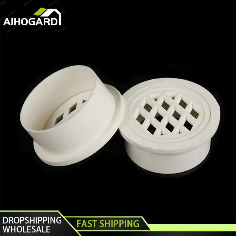 Insert Type Simple Floor Drain PVC 50-160 Round Pipe End Filter Net Air Vent Cover For Garden Balcony Roof Drainage Fittings