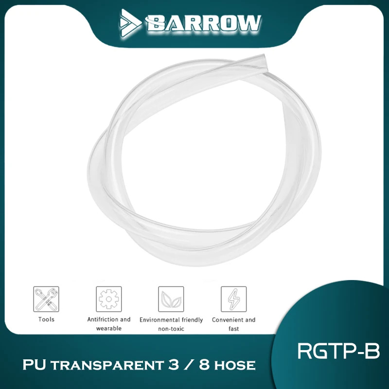 Barrow Tubo Morbido Pu Tubo Trasparente 1 Metro/Pz Id 9.5Mm Od 12.7Mm (3/8 '-1/2') Tubo Flessibile Fai Da Te Split Rgtp-B Di Raffreddamento Ad Acqua