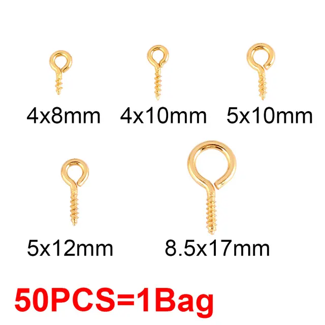 50pcs Stainless Steel Tiny Mini Eye Pins Eyepins Hooks Eyelets Screw