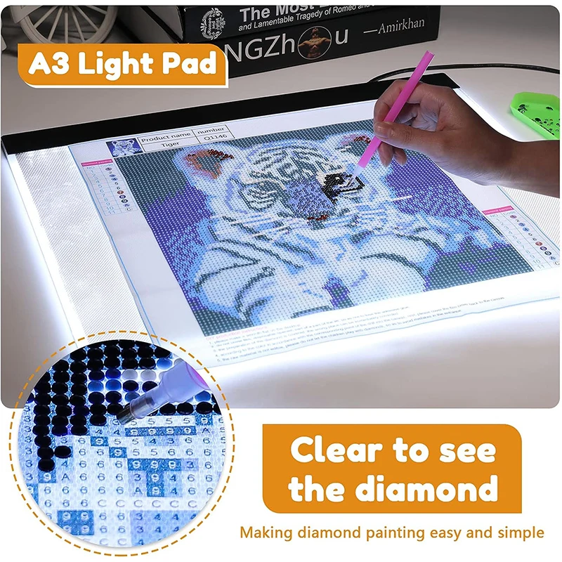 A3 Light Box Drawing Light Pad Tracing Light Box with Stand, Rechargeable LED  Light Pad for Diamond Painting Sketching - AliExpress