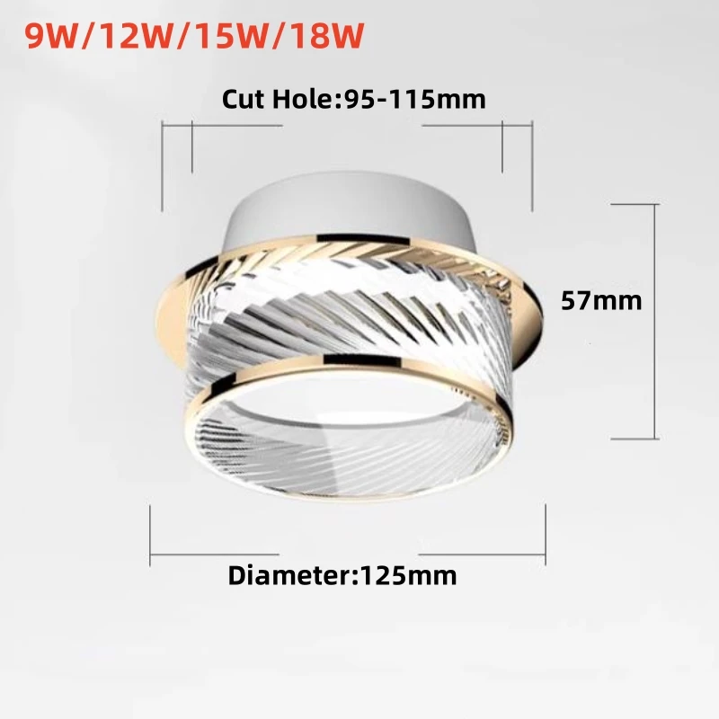 스테레오 LED 다운라이트, 조도 조절식 LED 천장 램프, LED 스폿 조명, 침실 주방 LED 매입형 도, 5W, 7W, 9W, 12W, 15W, 18W