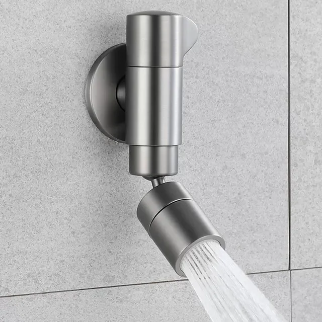 ก๊อกน้ำซิงค์ห้องน้ำกลางแจ้งแบบ bibcock ติดผนังก๊อกน้ำทองเหลืองสีเทาเทาหมุนได้ก๊อกน้ำในห้องน้ำอ่างล่างหน้าขนาดเล็ก 1