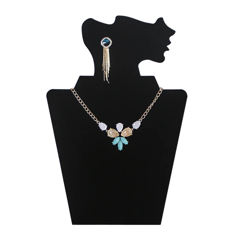 Black Vevlet Lateral Face Earring Necklace Pendant Display Board Stand