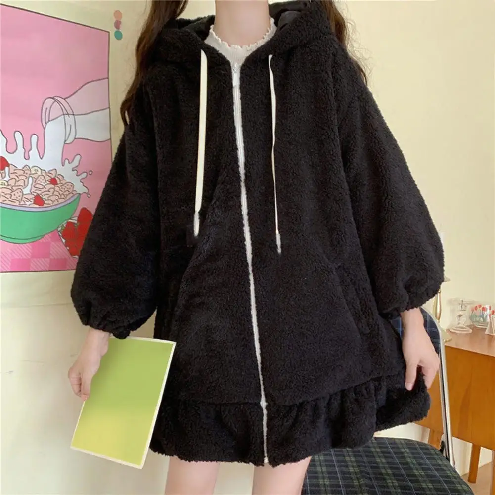 Autunno inverno donna felpa con cappuccio orecchie da coniglio con