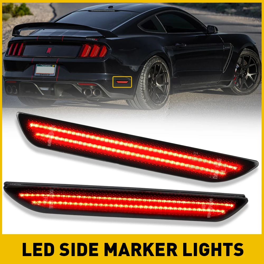 

AUXITO 2Pcs Car Rear Red Sidemarker Lamps for Ford Mustang 2015 2016 2017 2018 2019 2020 2021 2022 LED Fender Side Marker Lights