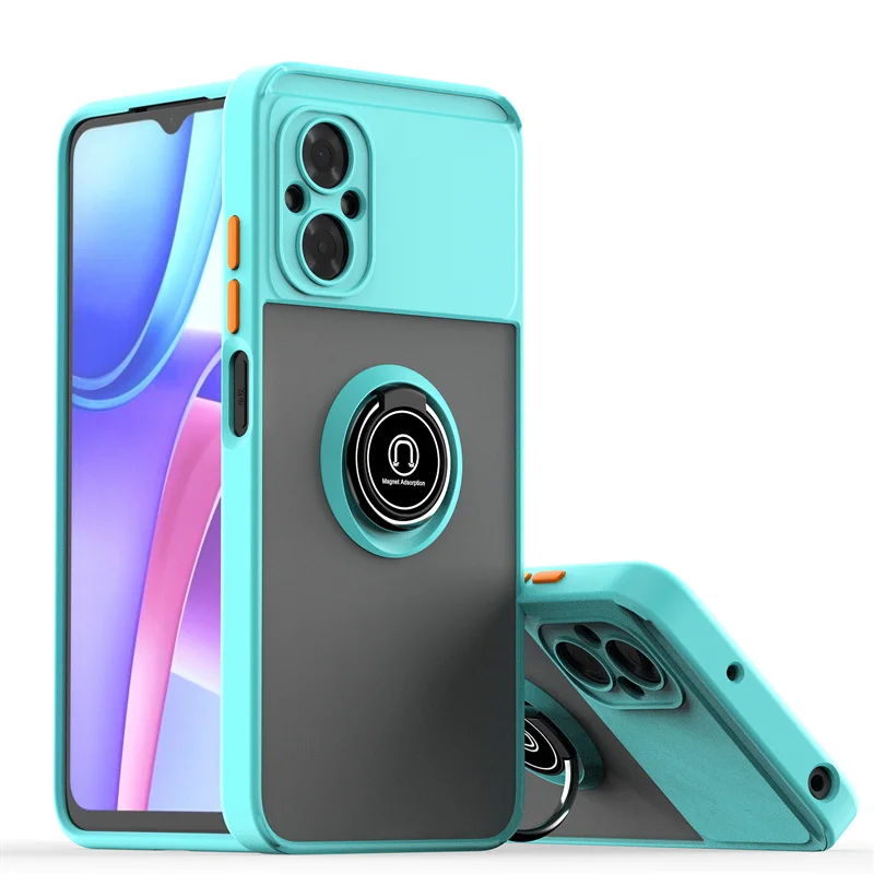 Shockproof Matte Armor Phone Case with Metal Ring Holder