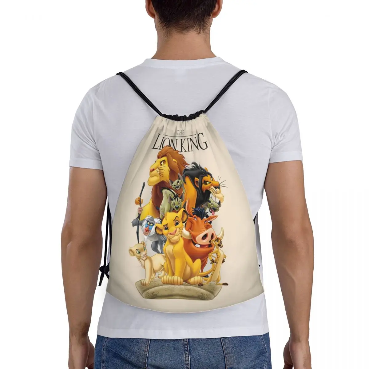 Custom The Lion King Characters Drawstring Bags Men Women Lightweight Sports Gym Storage Backpack 5