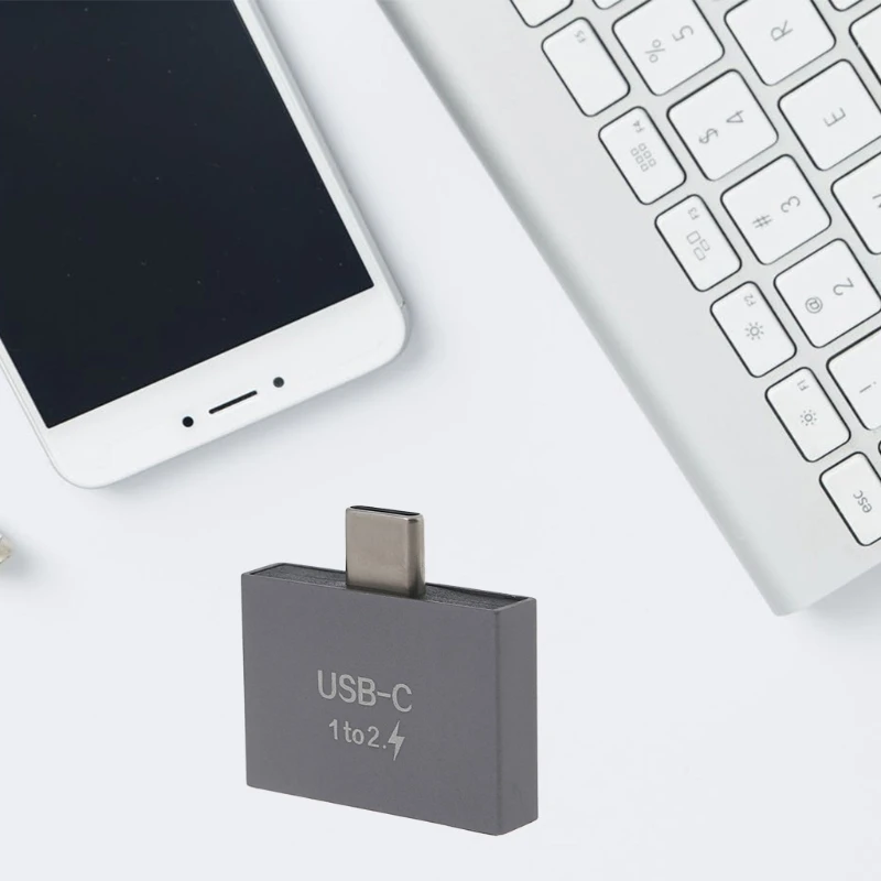 Compact Size USB C Male to USB C Female Splitter for Type Data Cable Metal for Shell Splitter Convte
