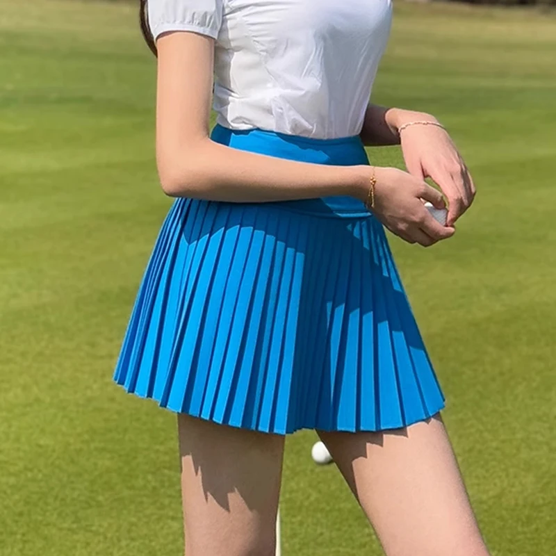 SG new golf tennis pleated skirt ladies breathable quick drying high-waisted skort with safety shorts casual golf clothes
