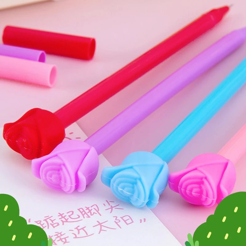 발렌타인 데이 장미 카와이 젤 펜 세트, 문구, 어버이날 선물, 글쓰기 용품, 24 개