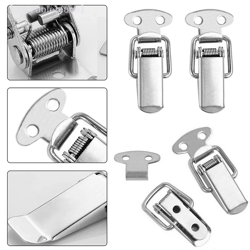ALi/4 Pcs Stainless Steel Vintage Duck-mouth Buckle Mini Chest Box Gift Suitcase Case Buckles Toggle Hasp Latch Catch Clamp